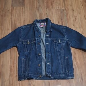 Gitano Blue Denim Jacket with Orange and Yellow Label